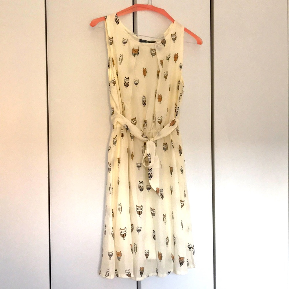 Owl pattern sleeveless dress